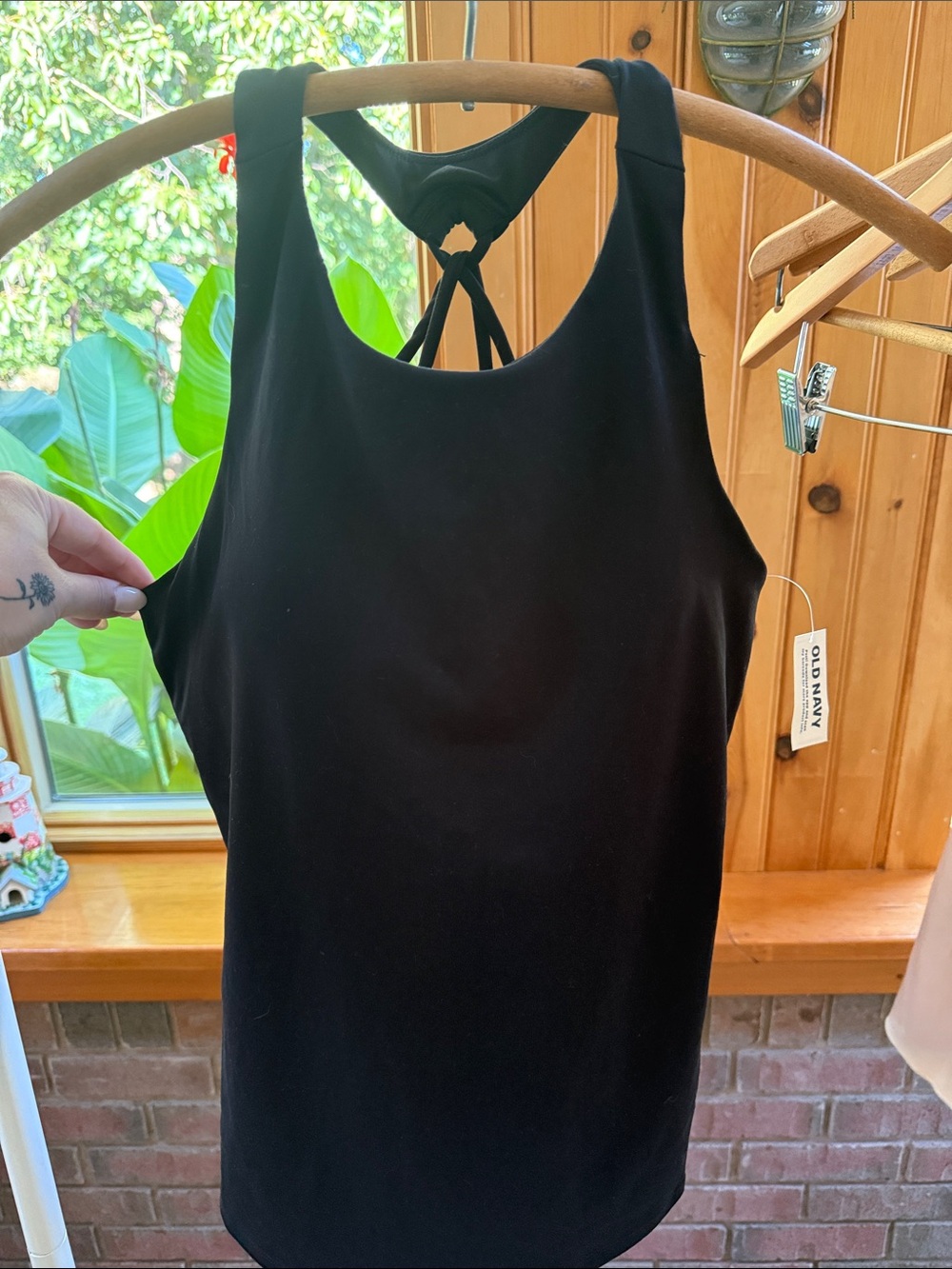 Old Navy Black Racerback Tank with Knot Detail